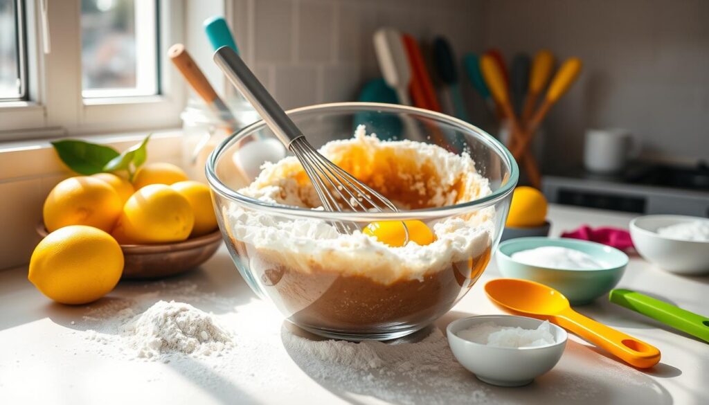 Lemon Brownies Mixing