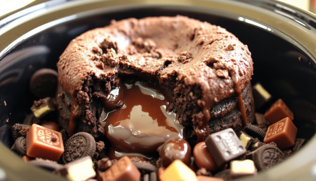 oreo lava cake crockpot with candy bar recipe